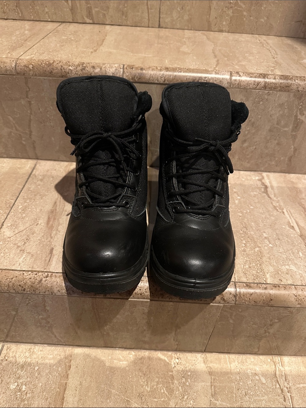 Men's Black Tactical Lace-Up Work Boots